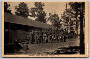 Vtg Augusta Georgia GA Camp Hancock Soldiers Gathered at Mess 1910s WWI Postcard