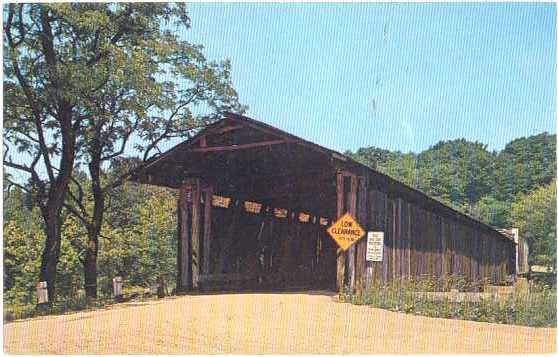 Covered Bridge at Harpersfield Ohio, OH, Pre-zip Code Chrome