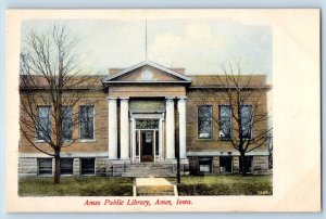 Ames Iowa IA Postcard Ames Public Library Exterior Building 1910 Vintage Antique