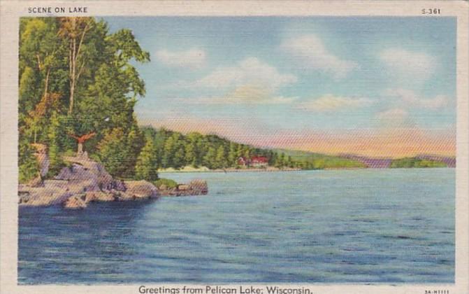 Wisconsin Greetings From Pelican Lake Curteich