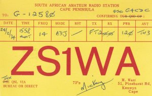 Kenwyn Cape South Africa 1970s Amateur Radio QSL Card