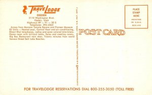 Ogden, UT Utah  TRAVELODGE MOTEL~Night View  ROADSIDE  Chrome Postcard