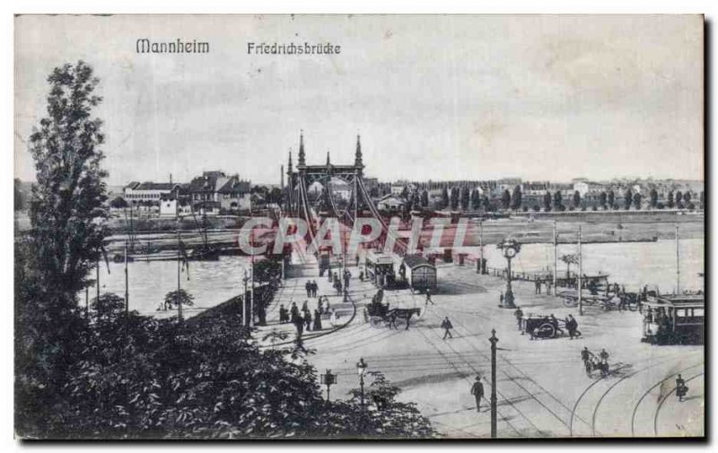 Old Postcard Mannheim Friedrichbrucke