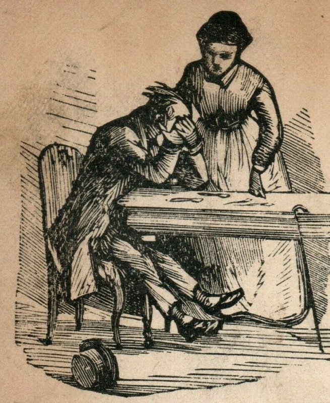 1870's Dr. Brenner Dentist Man Crying Woman Comforting P164