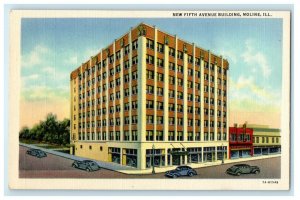 c1940's New Fifth Avenue Building Cars View Moline Illinois IL Vintage Postcard 