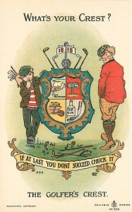 Postcard Golfers Crest If at last you don't succeed, chuck it Reliable 23-315