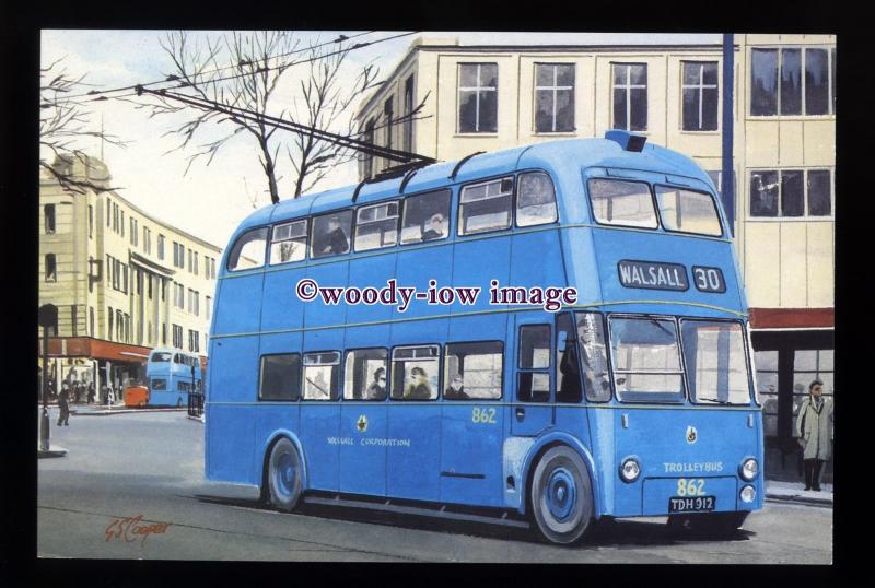 tm6641 - Walsall Trolley Bus No.862 on 30 route - Artist - G.S.Cooper - postcard 