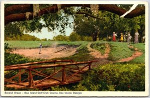 Second Green Sea Island Golf Club Course Georgia Lofty Pine & Moss-Hung Postcard