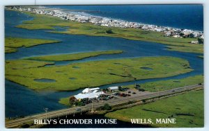 WELLS, Maine ME ~ Roadside BILLY'S CHOWDER HOUSE York County c1970s Postcard