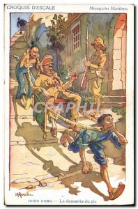 Old Postcard Illustrator Gervese Our sailors Sketch d & # 39escale Messagerie...