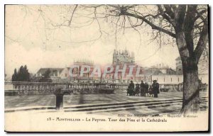 Old Postcard The Peyrou MONTPELLIER Tour of the pines and the Cathedral