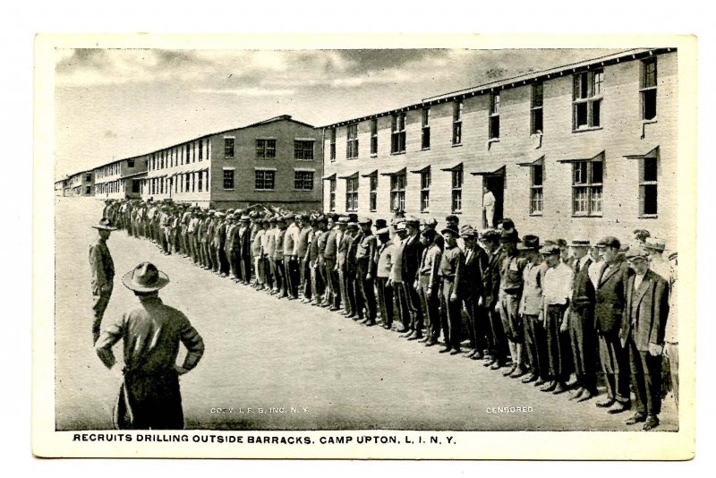 NY - Long Island. Camp Upton, Recruits Outside Barracks