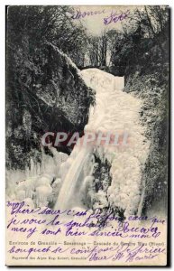 Old Postcard Environs de Grenoble Sassenage Cascade blue abyss (winter)