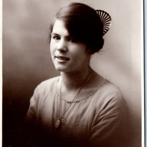 c1940s England Woman Smile Portrait RPPC Real Photo Studio of Horace Dudley A160