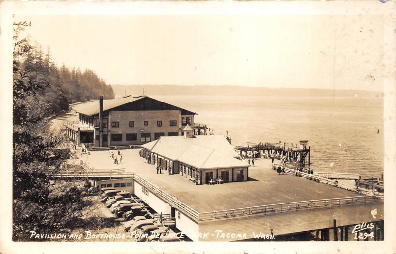 Tacoma Washington~Point Defiance Park~Pavilion & Boat House~1940s Ellis RPPC