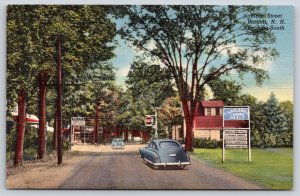 Bartlett NH~Main Street~Gulf Gas Station~Garlands Cabins Roadside Motel~Linen