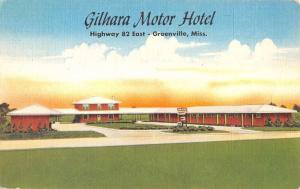 Greenville Mississippi Gilhara Motor Hotel Street View Antique Postcard K18181