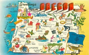 Map Attractions Oregon 1960s Postcard Tichnor 21-418