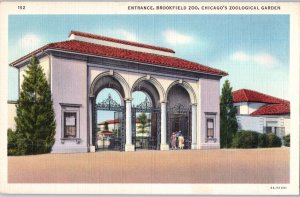 Entrance Brookfield Zoo Chicagos Zoological Garden Illinois Postcard Posted 1937