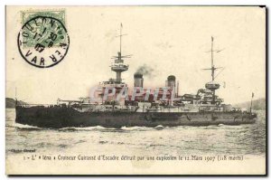 Old Postcard Boat War cruiser squadron of armor destroyed by an explosion Mar...