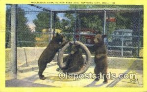 Clinch Park Zoo, Traverse City, Mich, MI USA Bear 1947 postal used 1947