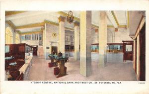 E37/ St Petersburg Florida Fl Postcard c1910 Central National Bank Interior