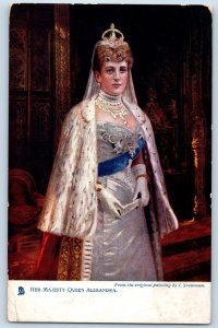 Denmark Postcard Queen Alexandra Snowman Painting 1906 Oilette Tuck Art