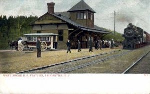 West Shore R.R. Station, Saugerties, NY, USA Railroad Train Depot writing on ...