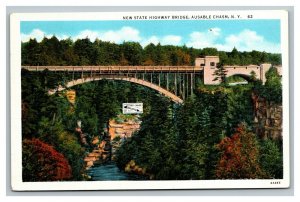 Vintage 1930's Postcard New State Highway Bridge Ausable Chasm New York