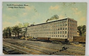 South Framingham Mass Longs Shoe Factory 1913 to Springfield Postcard R19