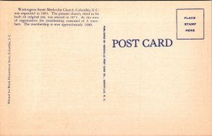 Washington St Methodist Church Columbia South Carolina Linen Postcard VTG UNP 