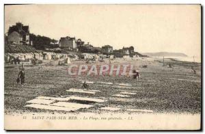 Old Postcard Saint Pair Sur Mer Beach Vue Generale