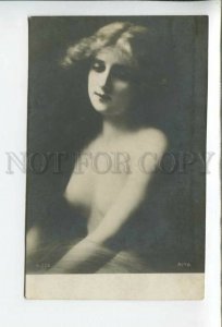 433883 Semi-NUDE Lady LONG HAIR by Angelo ASTI vintage PHOTO postcard RUSSIA