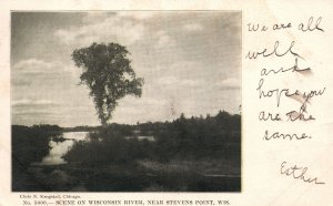 Vintage Postcard 1907 Scene on Wisconsin River near Stevens Point Nature W.I.