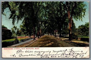 Postcard New Bedford Massachusetts c1906 Hawthorn Street CDS Flag Cancel