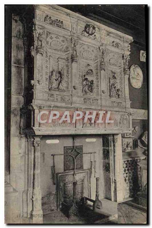 Old Postcard Troyes Fireplace