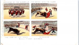 1900s Bull Fight Scenes Entering the Quadrilla Multiview Illustration Postcard