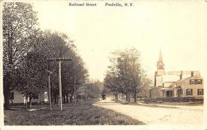 Poolville NY Railroad Dirt Street Old Car in 1911 RPPC Postcard