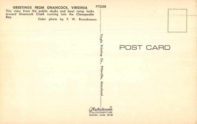 Onancock Virginia Public Docks and Boat Ramp Chesapeake Postcard JD933968