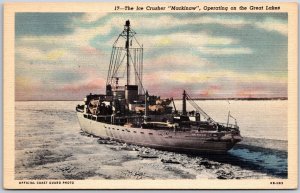 Ohio OH, Ice Crusher, Mackinaw Ship, Operating on Great Lake, Vintage Postcard