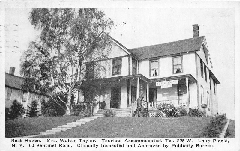 H36/ Lake Placid New York Postcard 1935 Rest Haven Taylor House