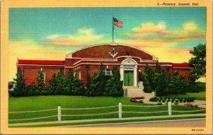 Armory Building Laurel Delaware DE UNP  Linen Postcard A2