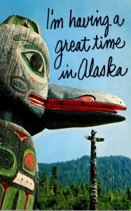 Alaska Sasman Indian Village Carved Totem Pole
