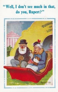 Elderly Couple In Tunnel Of Love Fairground Park Ride Comic Humour Postcard