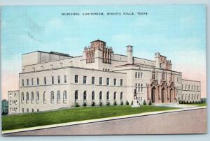 Postcard TX Wichita Falls Municipal Auditorium c1940s Vintage Linen Q7