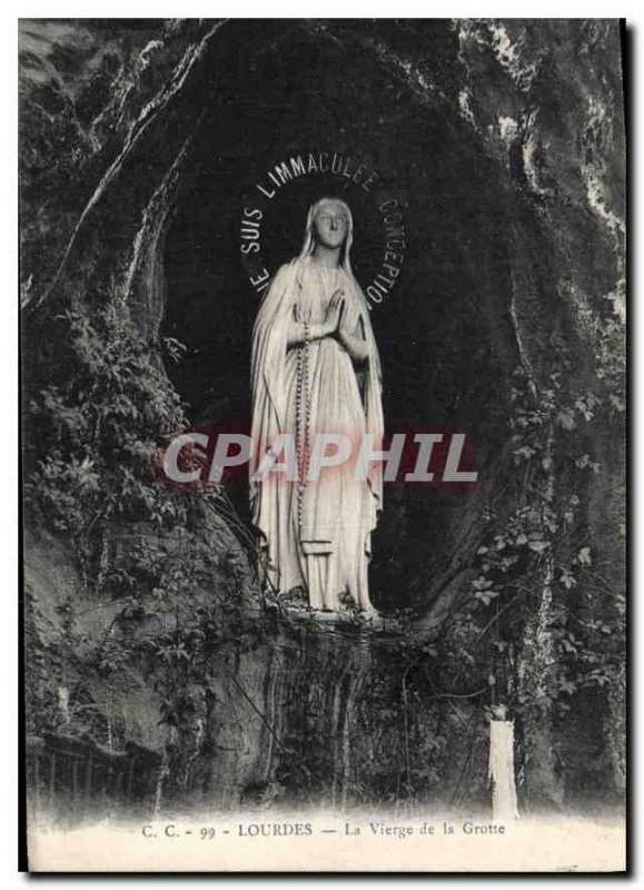 Old Postcard Lourdes Virgin of the Grotto