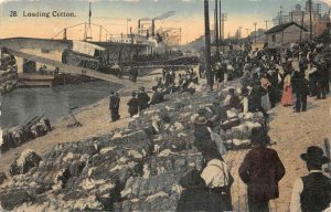 LOADING COTTON ON SHIP MEMPHIS TENNESSEE BLACK AMERICANA POSTCARD 1915