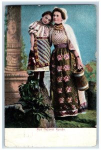 Romania Postcard Port National Roman Mom and Daughter 1910 Posted Antique