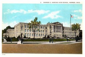Postcard SCHOOL SCENE Warren Ohio OH AT7013