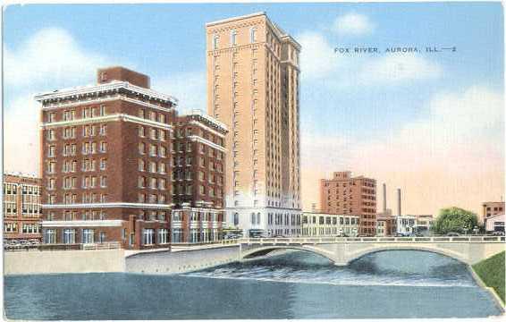 Fox River Scene, Aurora, Illinois, IL Linen